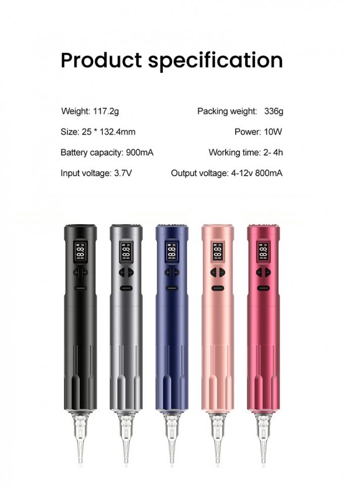 جهاز الوشم اللاسلكي 10W Dermografo آلة الوشم اللاسلكية آلة الماكياج الدائم RCA Connector آلة الجسم الطول 24 * 132.4mm 8