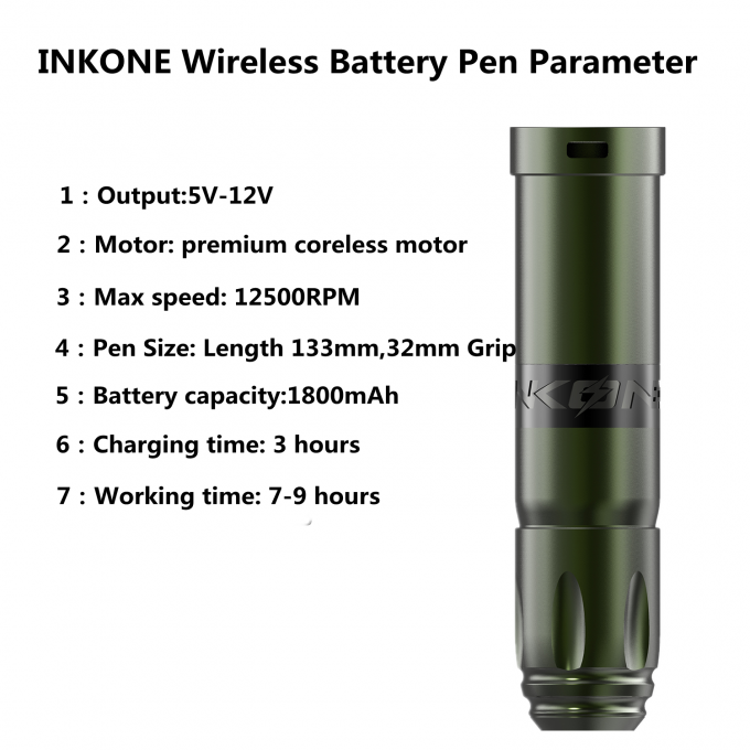 INKONE NARW العلامة التجارية الرقمية شاشة LCD لمسة 1800mAh بطارية قلم الوشم آلة Micropigmentation آلة الوشم اللاسلكية 4
