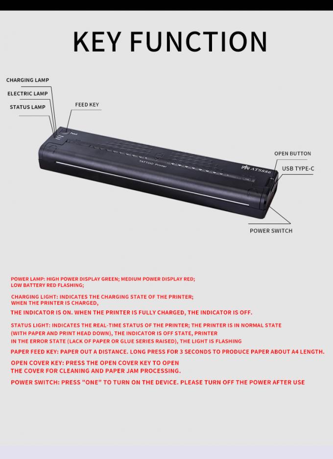 12000mAh طابعة الوشم المصغرة الطابعة الحرارية آلة نسخة لاسلكية طابعة نقل الوشم طابعة 10